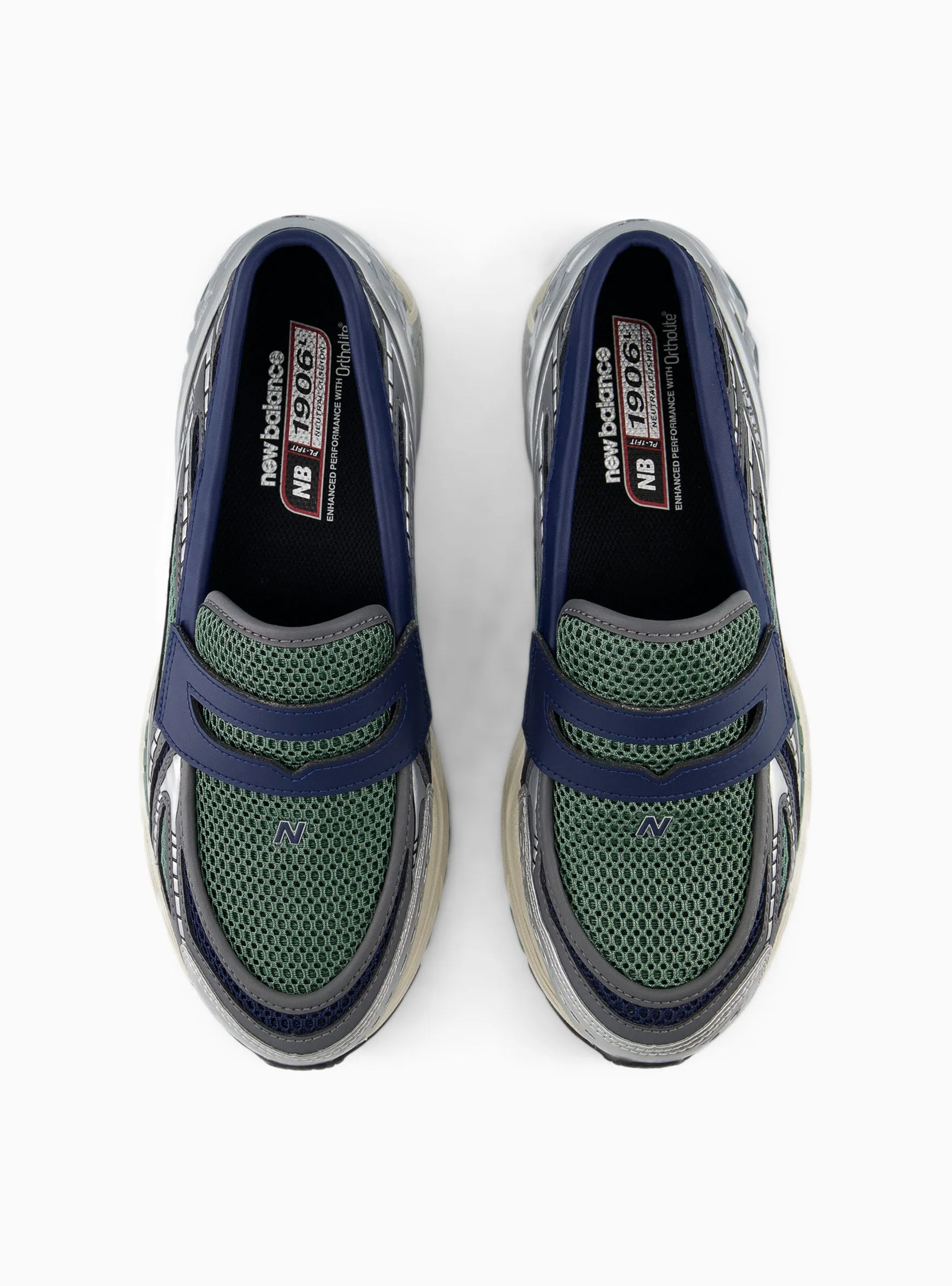 1906LOA Navy and Dark Juniper Silver Metallic Loafers