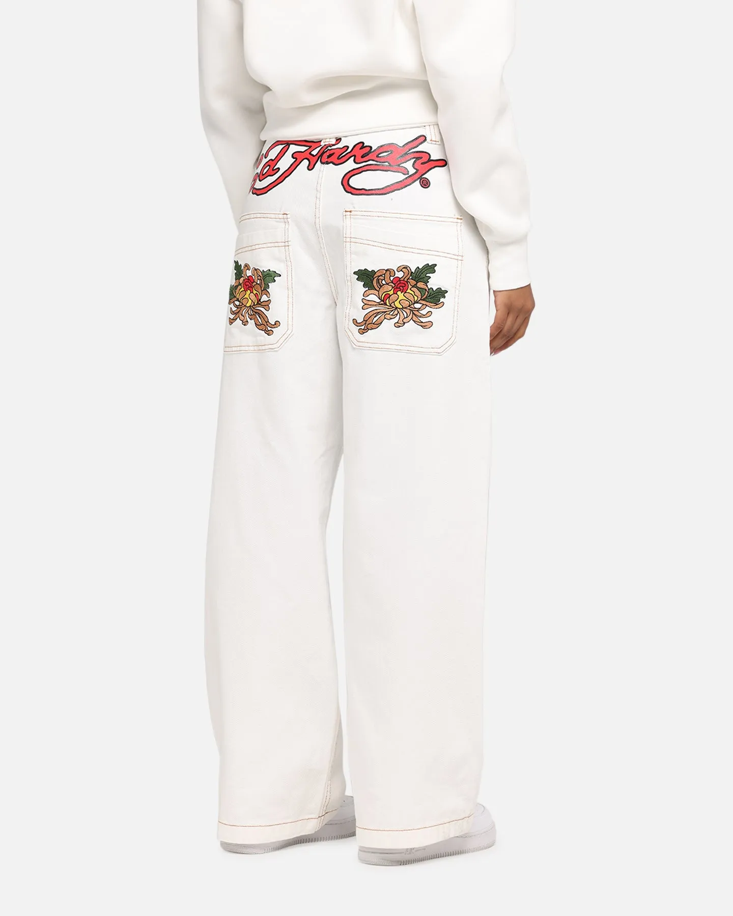 Ed Hardy Death Before Dishonour Jeans Off White