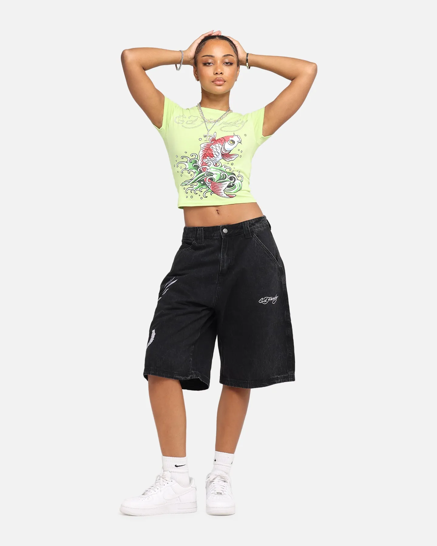 Ed Hardy Women's Koi Baby T-Shirt Green