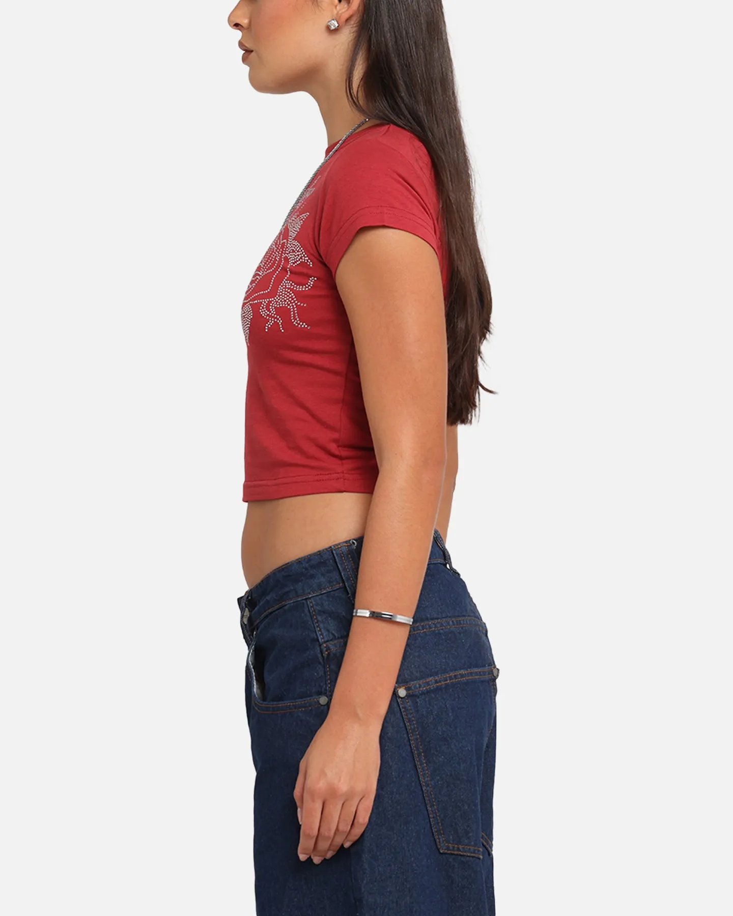 Ed Hardy Women's Rose Baby T-Shirt Red
