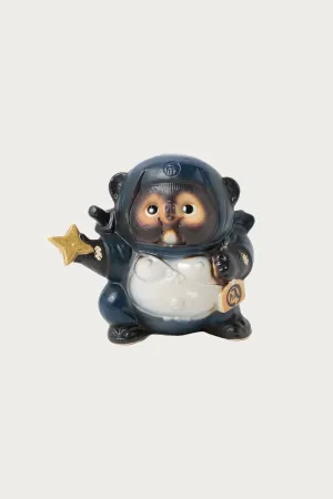Fortune Raccoon Dog Ninja Star - Indigo