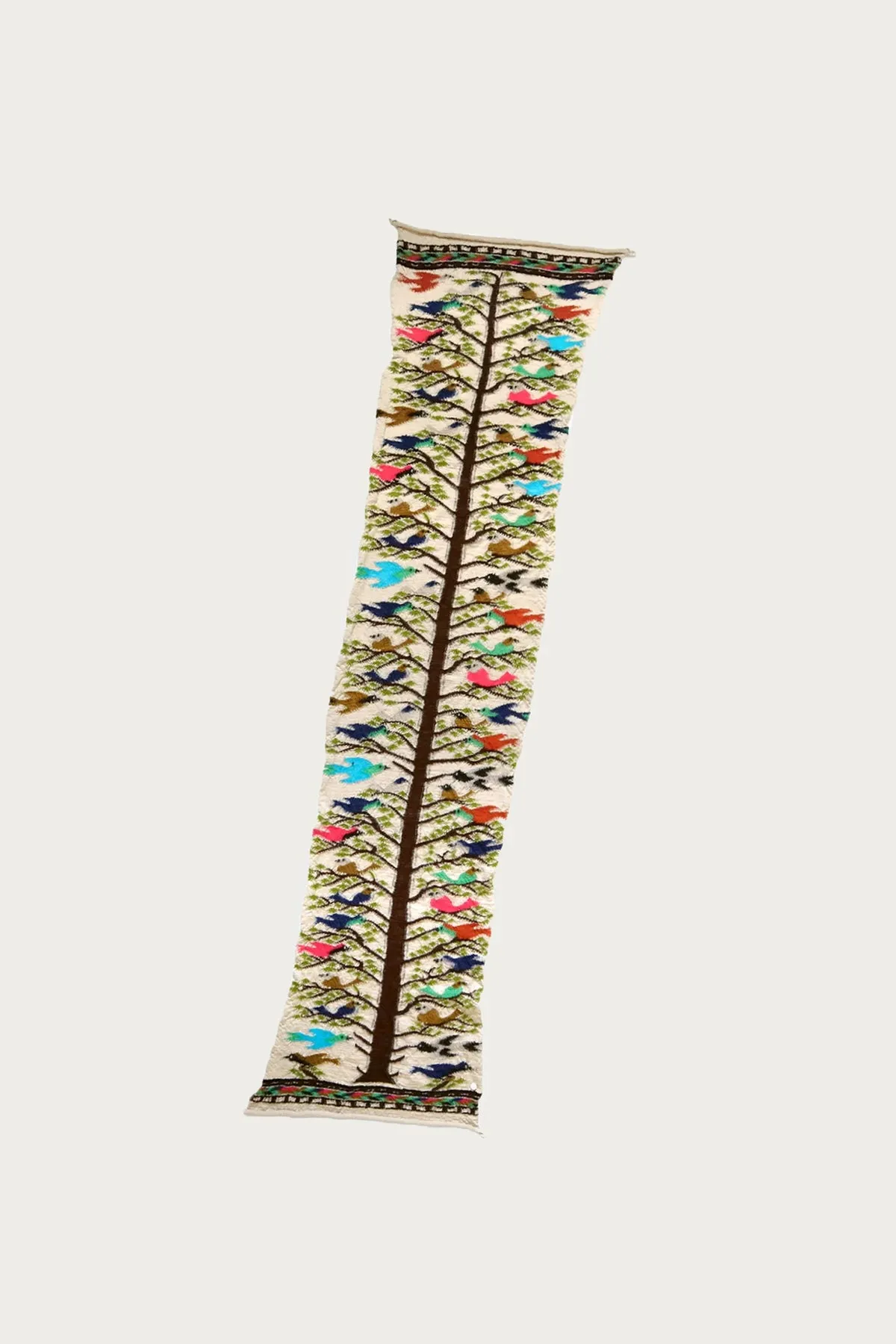 Fulling Wool HAPPY Scarf BIRD TREE - Beige