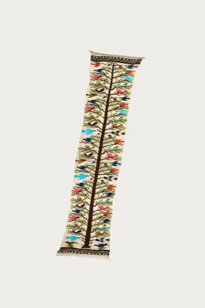 Fulling Wool HAPPY Scarf BIRD TREE - Beige