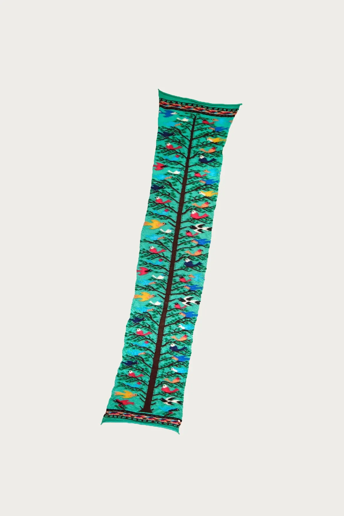 Fulling Wool HAPPY Scarf BIRD TREE - Emerald