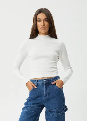 Iconic Long Sleeve Rib Top White
