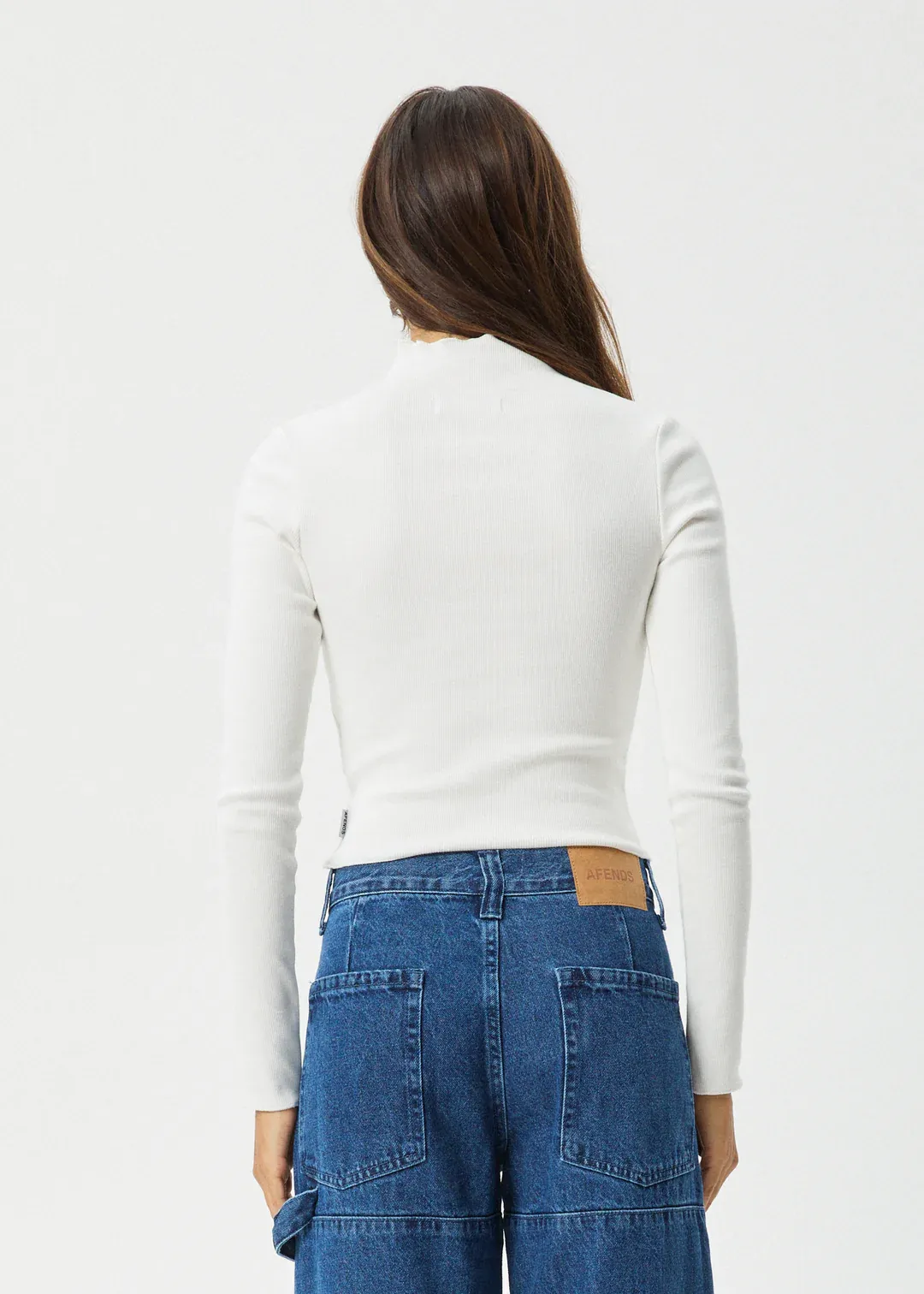 Iconic Long Sleeve Rib Top White