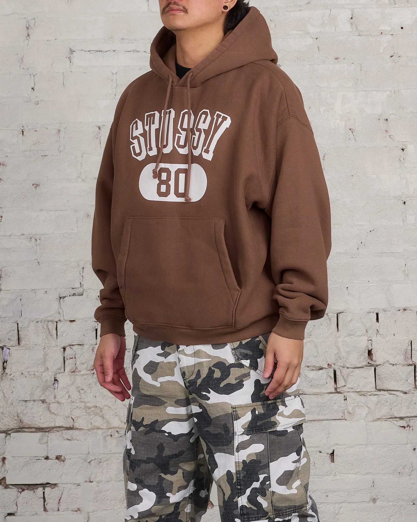 Stussy 80 Relaxed Hooded Sweatshirt Brown