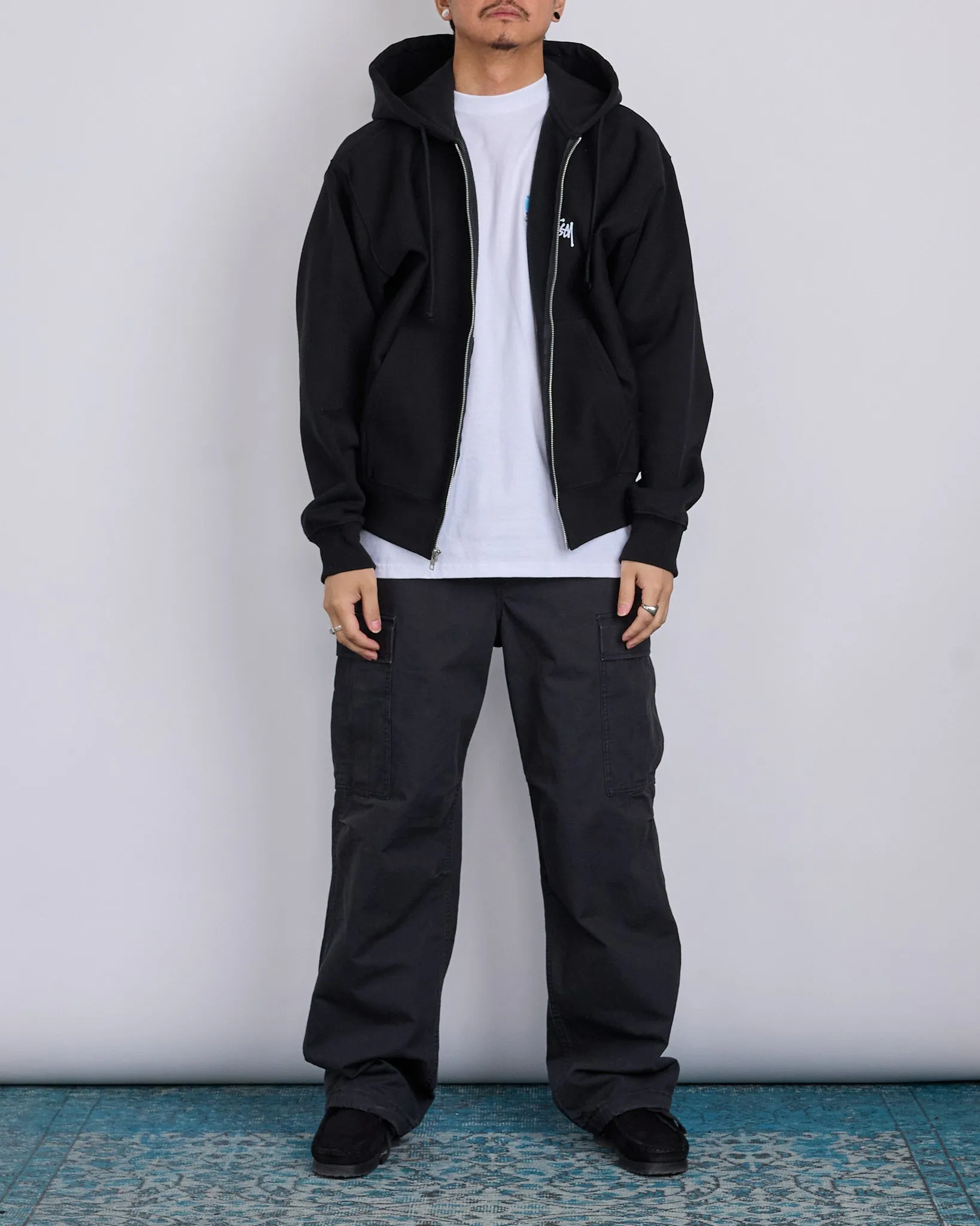 Stussy Big & Meaty Hooded Zip Sweatshirt Black