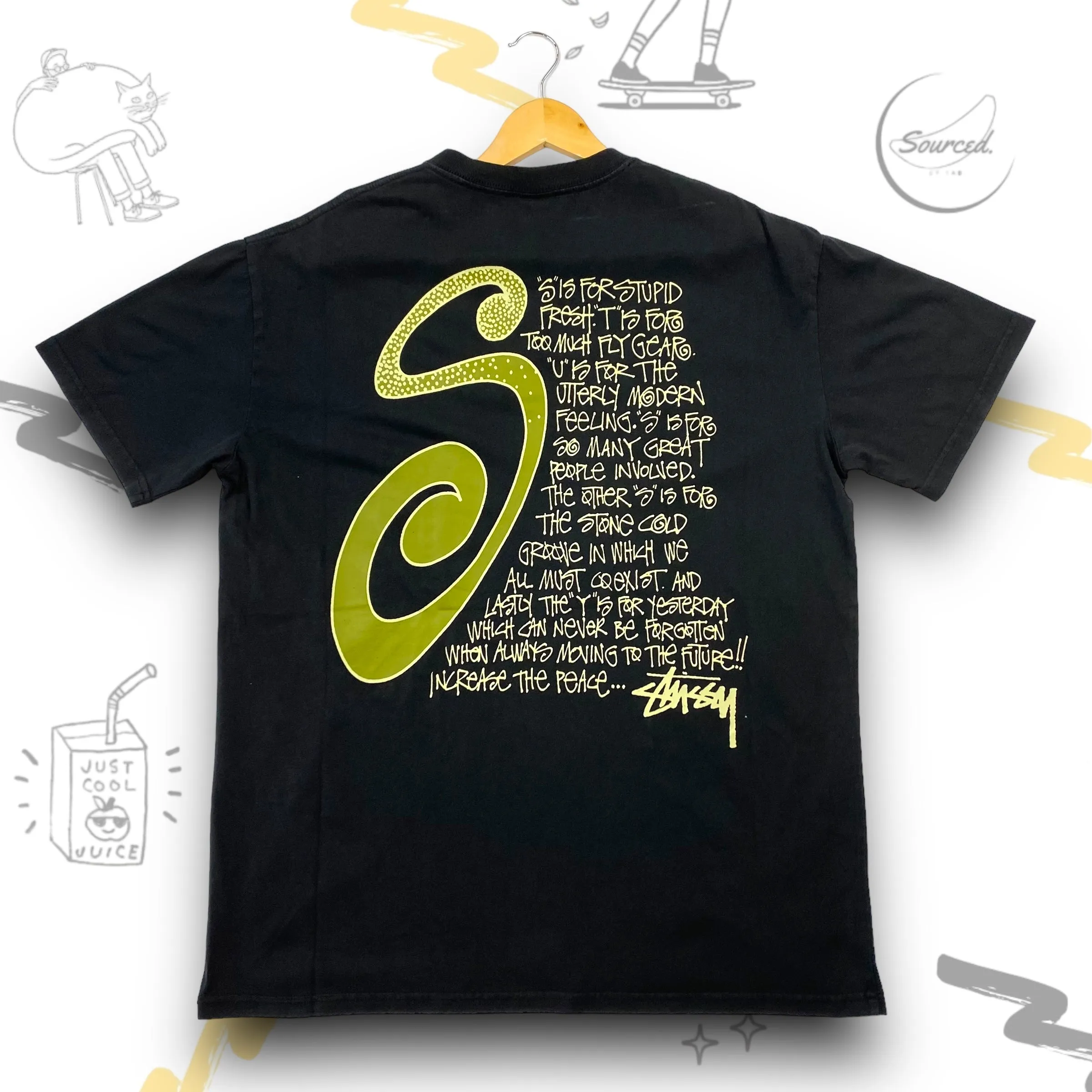Stussy Black And Yellow S T-shirt