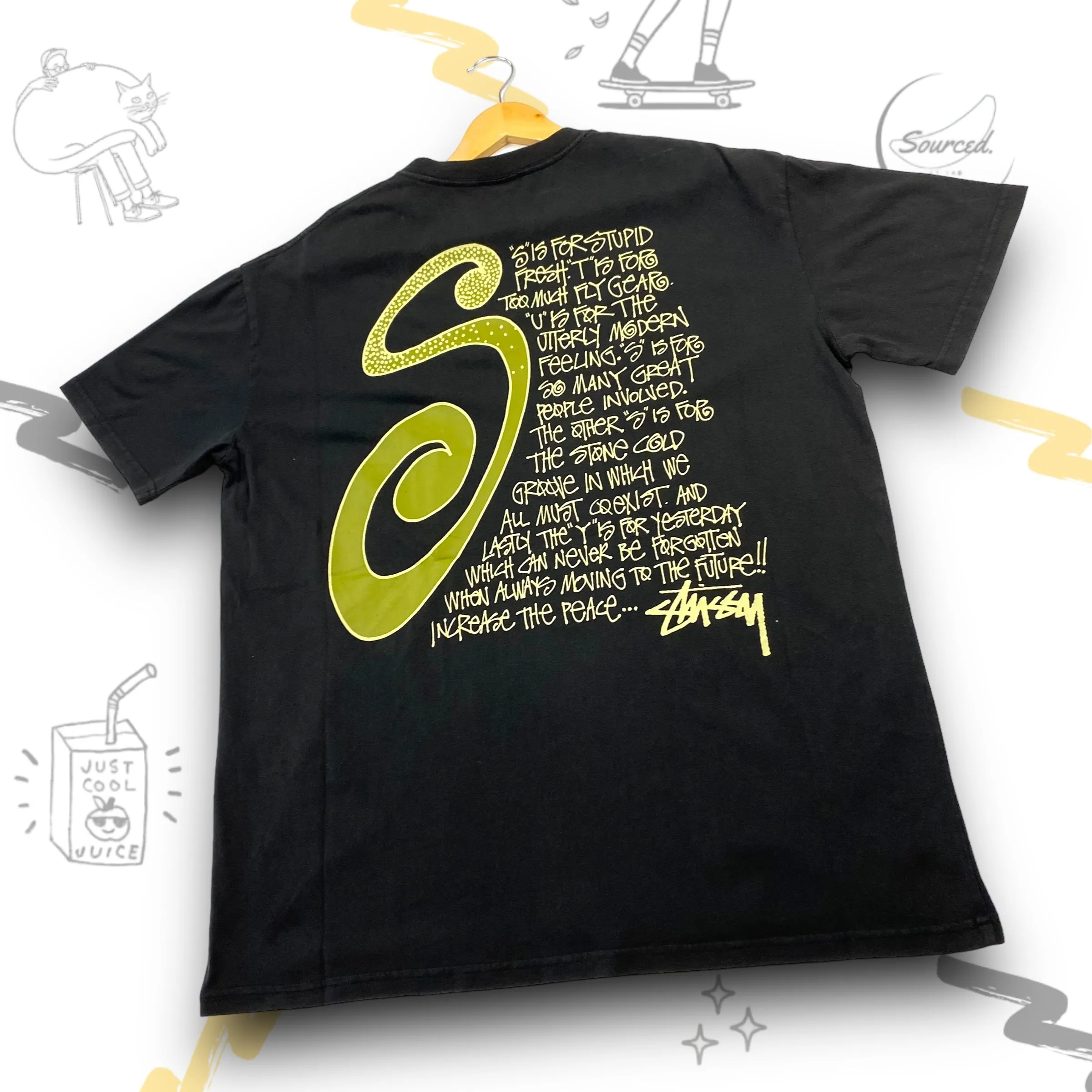 Stussy Black And Yellow S T-shirt
