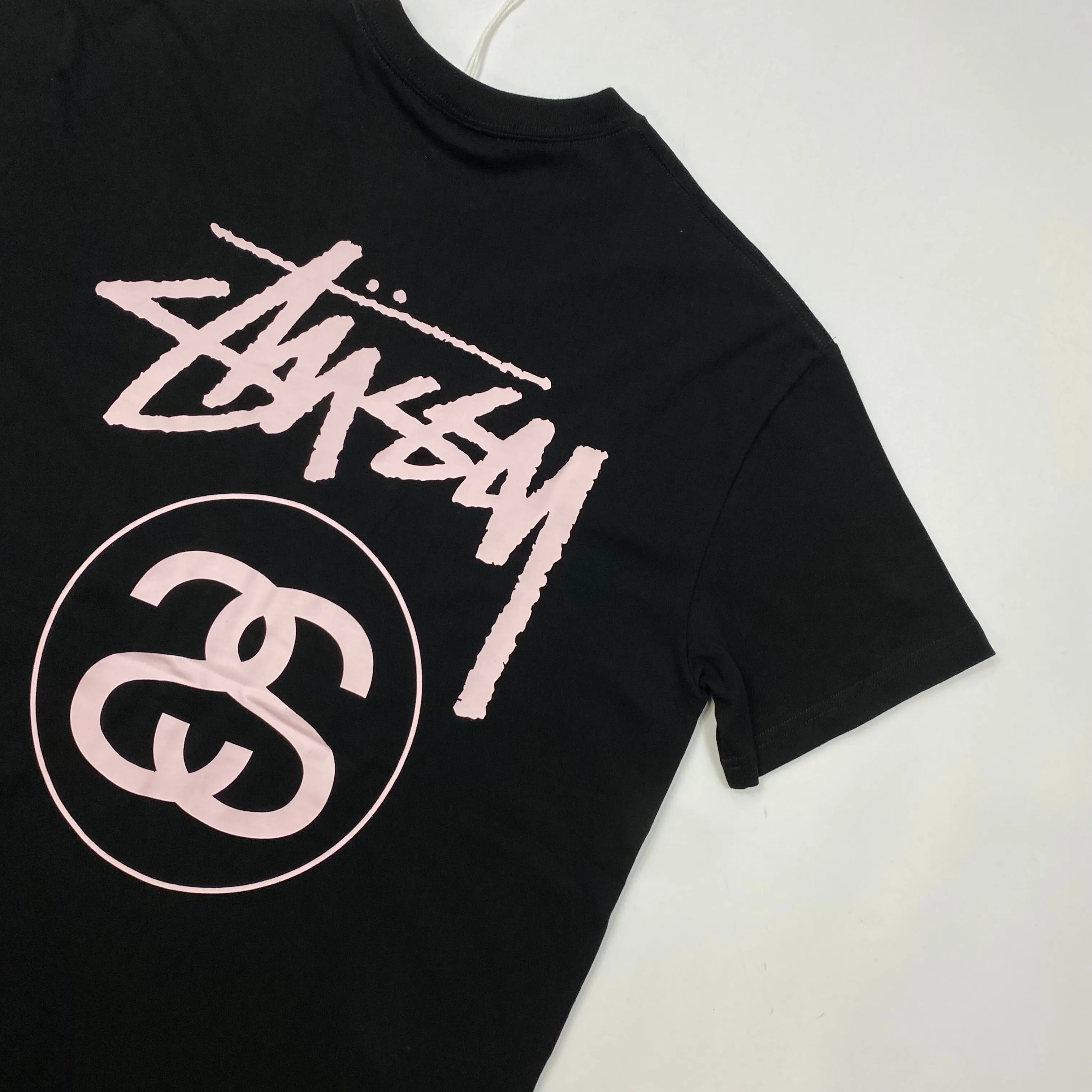 Stussy Black Double S light pink Print Graphic On The Back