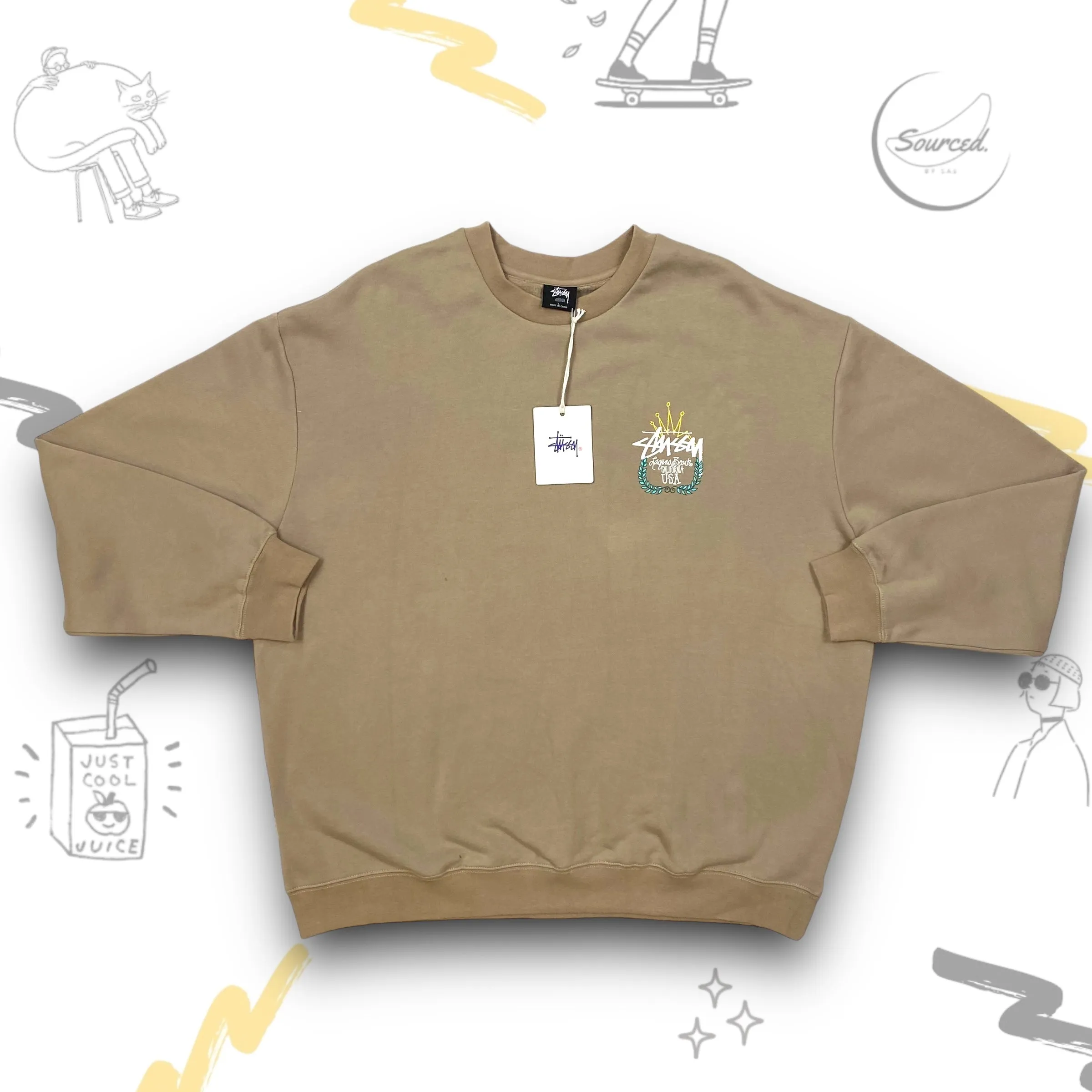Stussy Brown Laguna Beach Print Sweatshirt