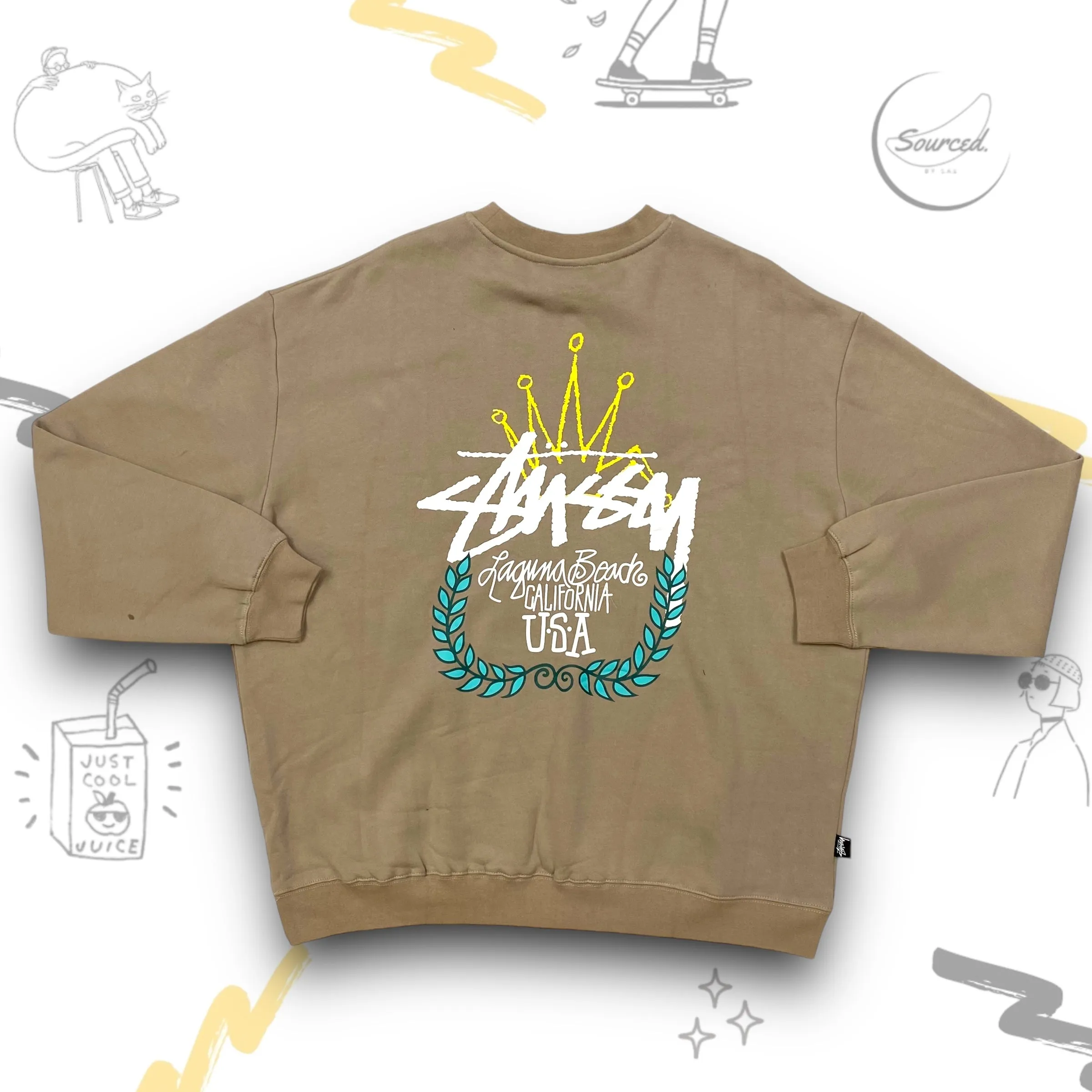 Stussy Brown Laguna Beach Print Sweatshirt