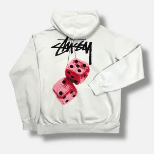 Stussy cream Hoodie with Red Dice Graphic