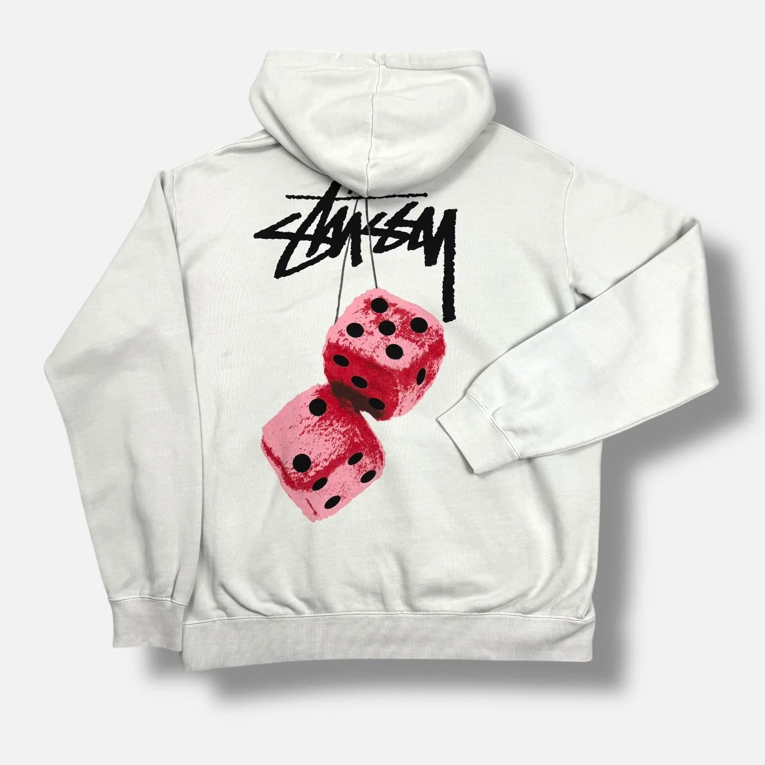 Stussy cream Hoodie with Red Dice Graphic