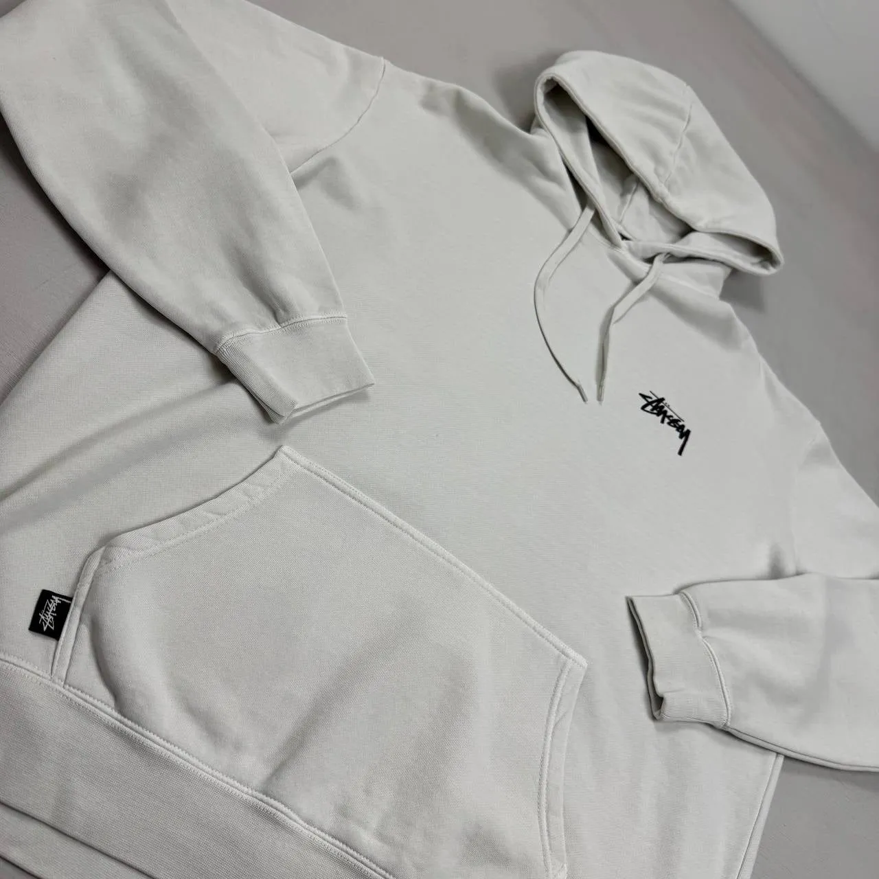 Stussy cream Hoodie with Red Dice Graphic