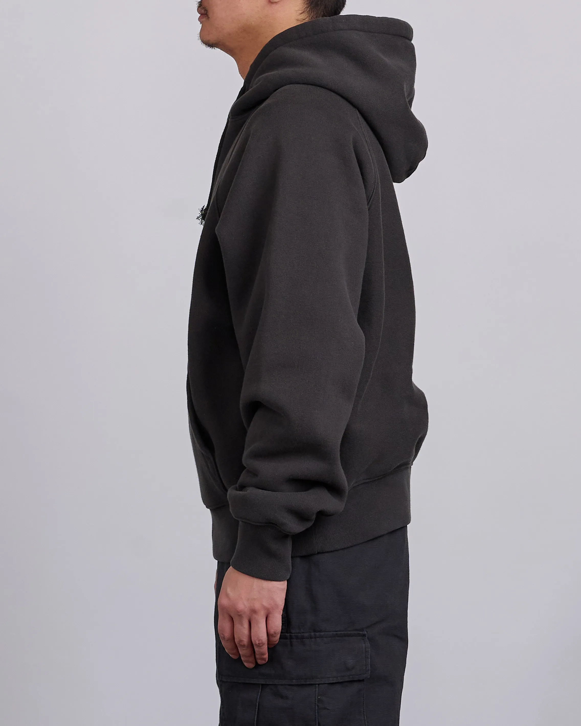 Stussy Fleece Raglan Hooded Sweatshirt Washed Black