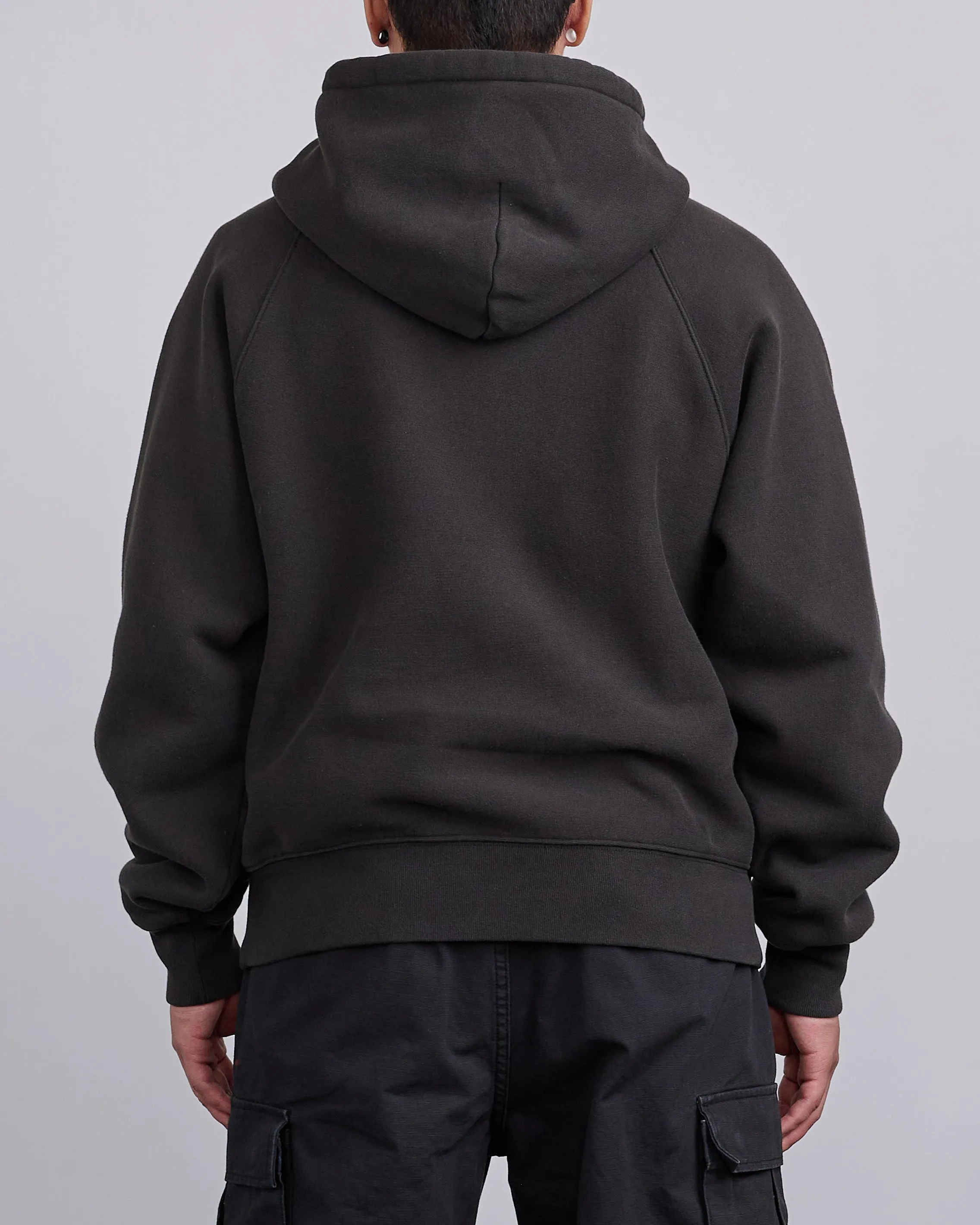 Stussy Fleece Raglan Hooded Sweatshirt Washed Black