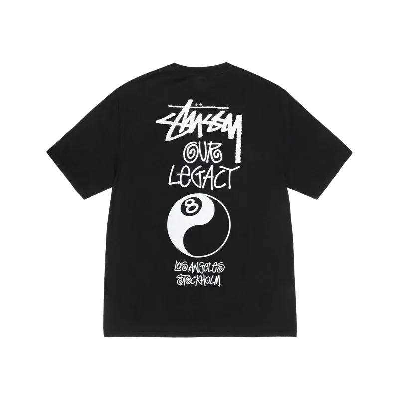 STUSSY Ol 8 Ball Yin Yang Pig. Dyed Black