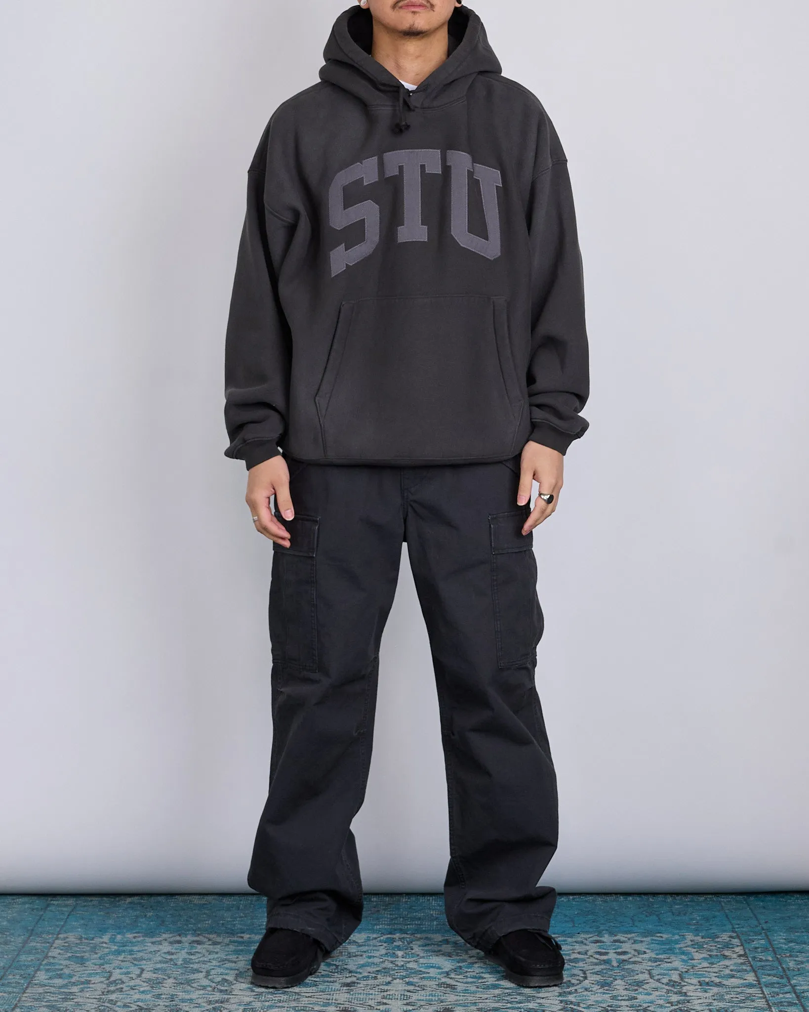 Stussy STU Applique Hooded Sweatshirt Black