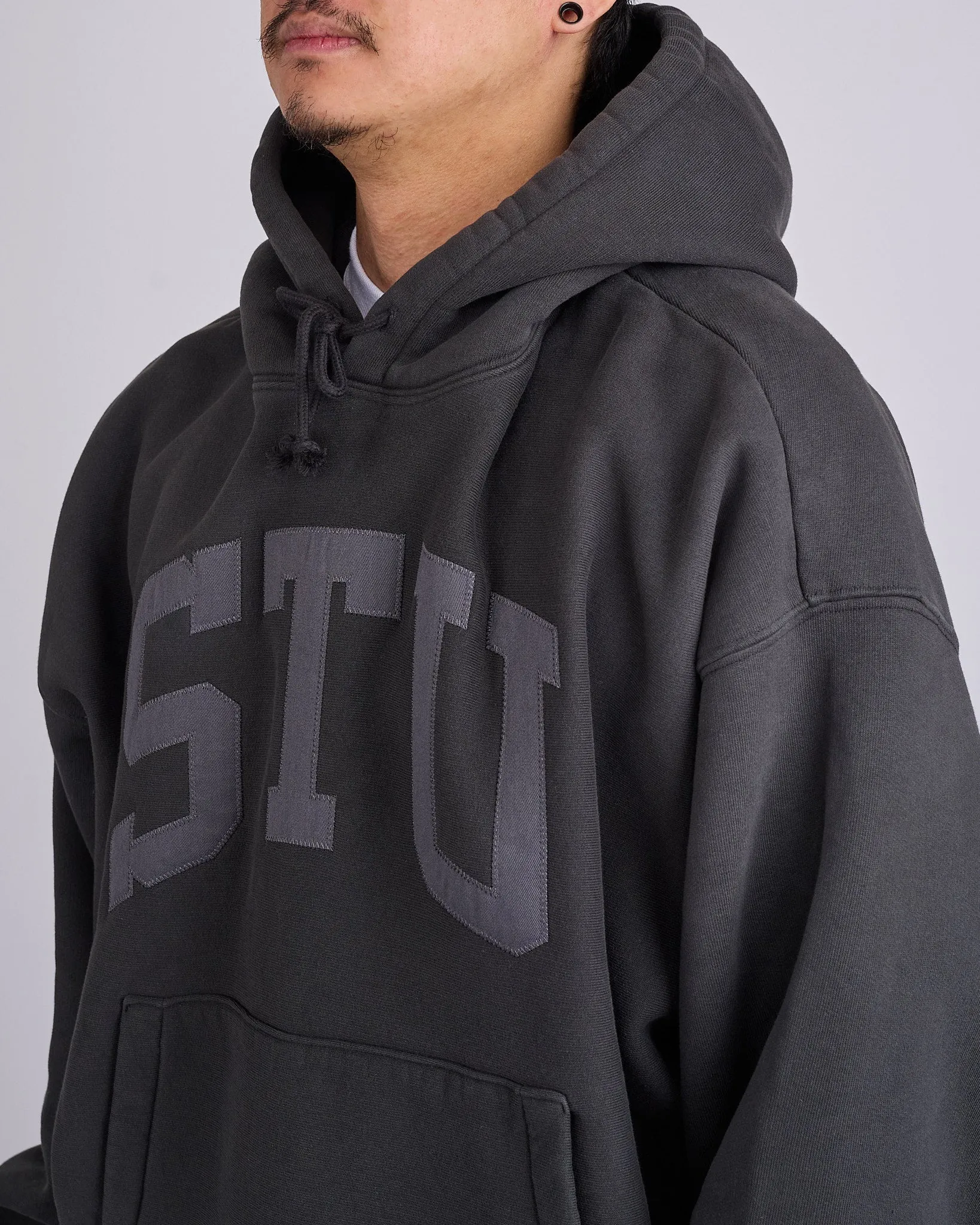 Stussy STU Applique Hooded Sweatshirt Black