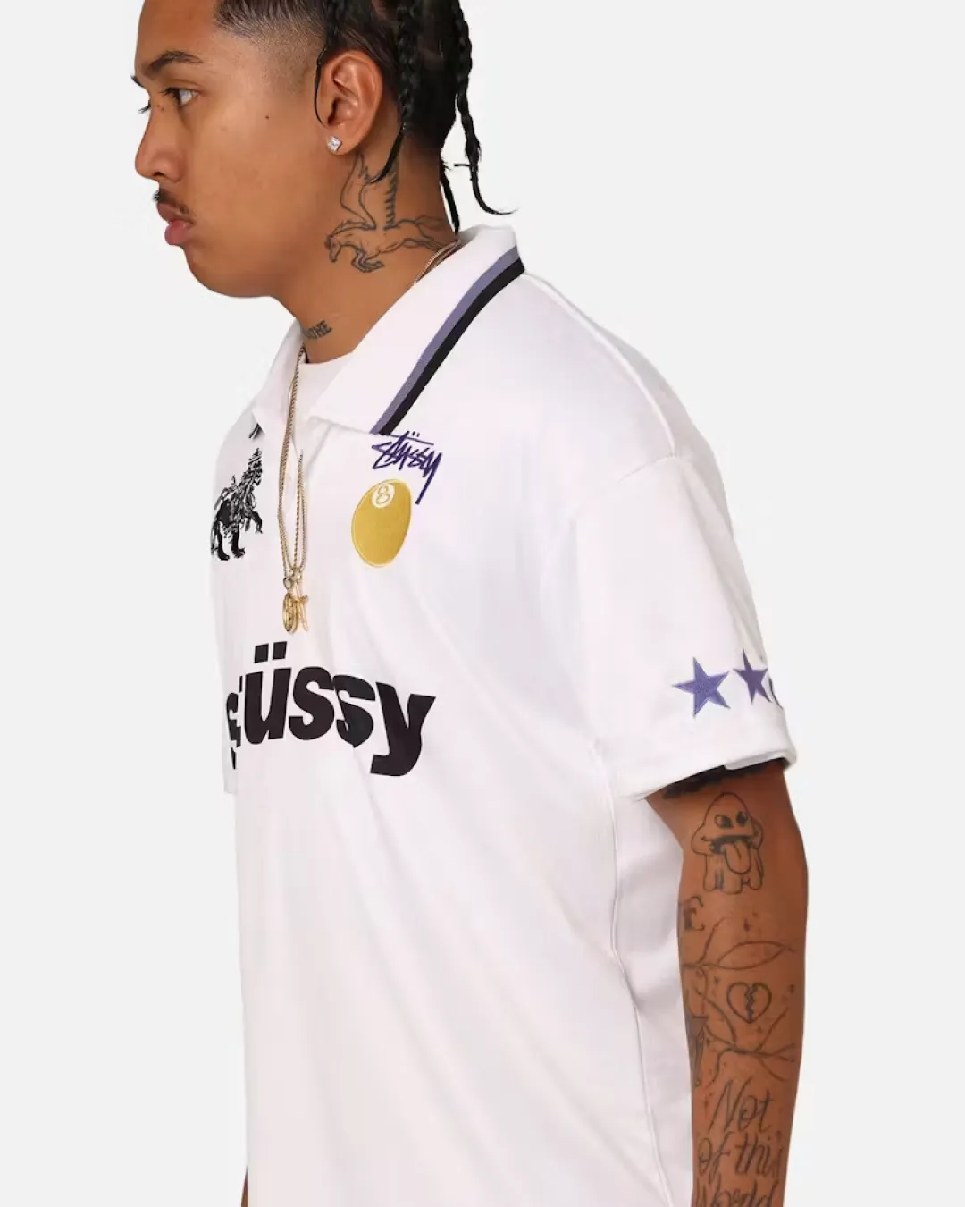 Stussy World Tour Football Polo Shirt - White