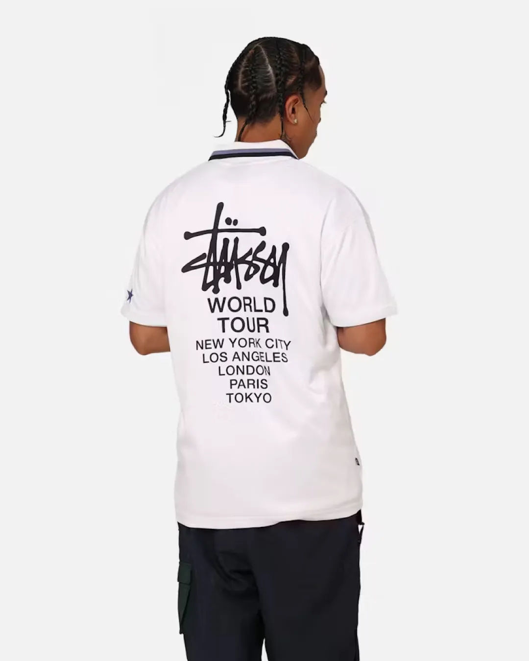 Stussy World Tour Football Polo Shirt - White