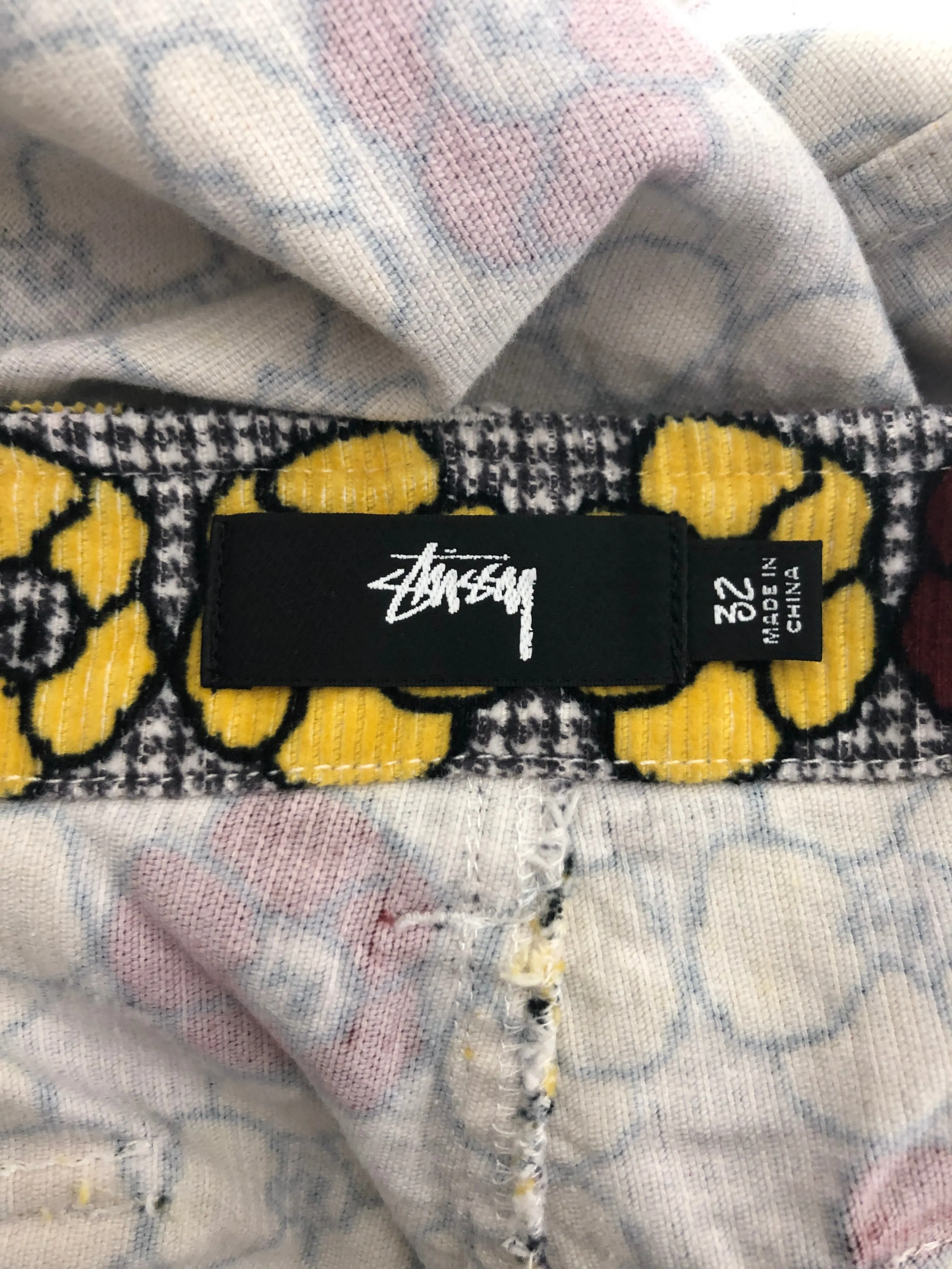 STUSSY/Cargo Pants/32/Cotton/YEL/All Over Print/