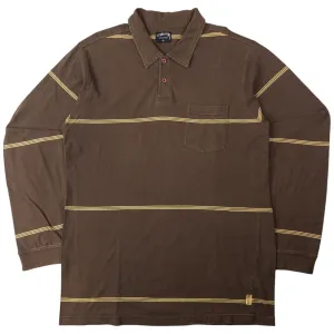Vintage Stussy Striped Long Sleeve Polo Shirt Size L